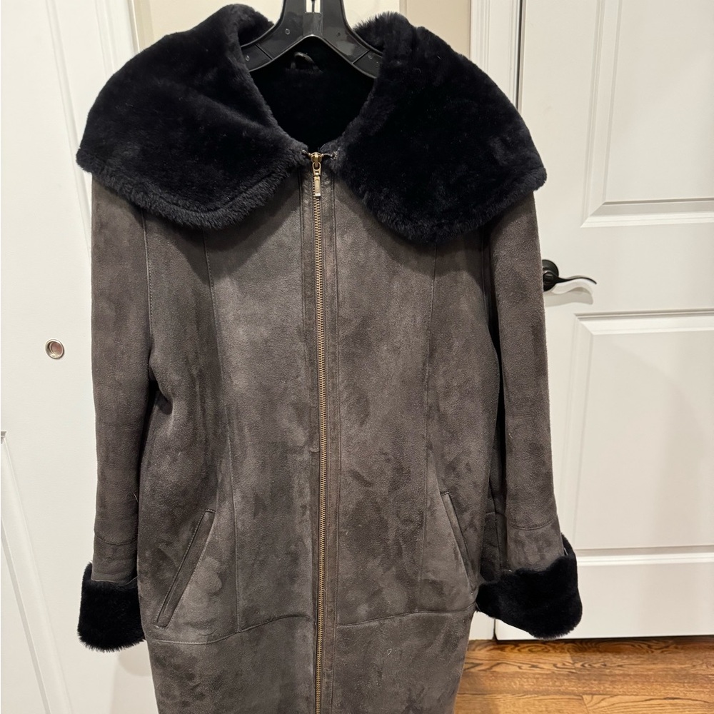 Natural suede shearling coat
